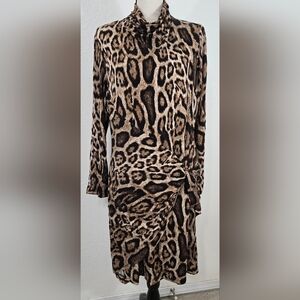 Chico's Black Label Leopard Print Dress w/Side Twist Ruched Waist, size 3 (XL)